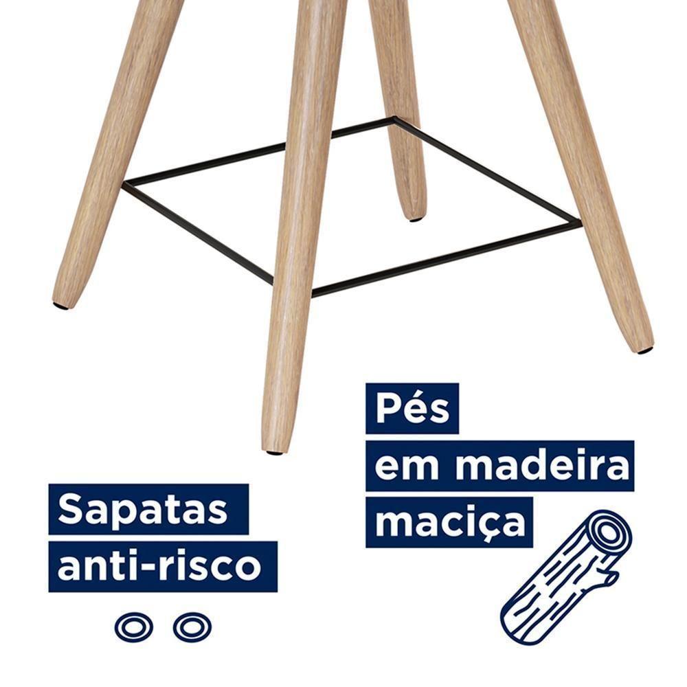 Kit 2 Banco Banqueta Rio Baixa 50cm Couríssimo Preto - Salaone Preto - 3