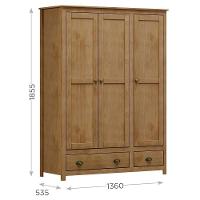 Guarda Roupa Solteiro Topázio 3 Portas E 2 Gavetas Freijó - Finestra Móveis Freijó - 4