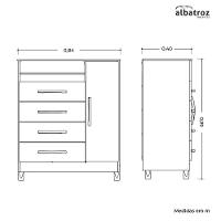 Cômoda Turquesa 1 Porta E 4 Gavetas Quadriflex Branco-rosa Matte - Móveis Albatroz Branco-rosa Matte - 6