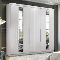 Guarda Roupa Casal Master New 8.4 8 Portas Branco Com Espelho E Pés - Santos Andirá Branco - 2
