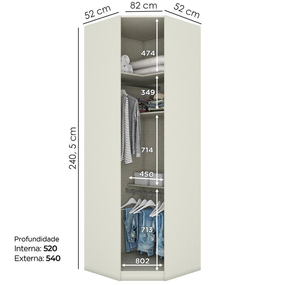 Canto Obliquo Modulado 1 Porta 241x82 Cm Seletto Areia Henn Areia - 3