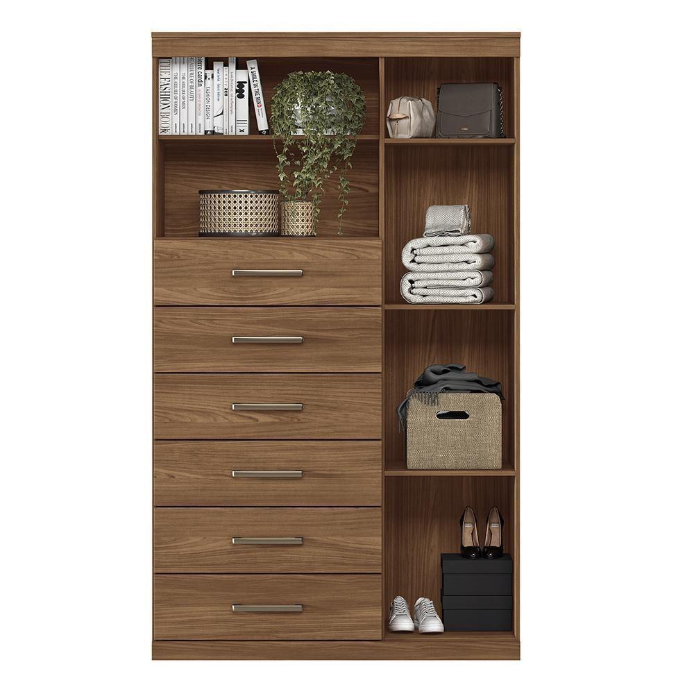 Multi-cômoda Marabá 1.6 1 Porta E 6 Gavetas Jatobá Com Espelho - Santos Andirá Jatobá - 3