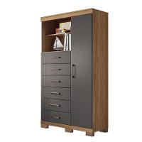 Multi-cômoda Marabá 1.6 1 Porta E 6 Gavetas Jatobá-grafite Com Pés - Santos Andirá Jatobá-grafite - 1