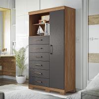 Multi-cômoda Marabá 1.6 1 Porta E 6 Gavetas Jatobá-grafite Com Pés - Santos Andirá Jatobá-grafite - 2