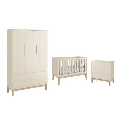 Conjunto de Quarto Classic 3 Portas e 3 Gavetas 100% MDF 133cm Bege