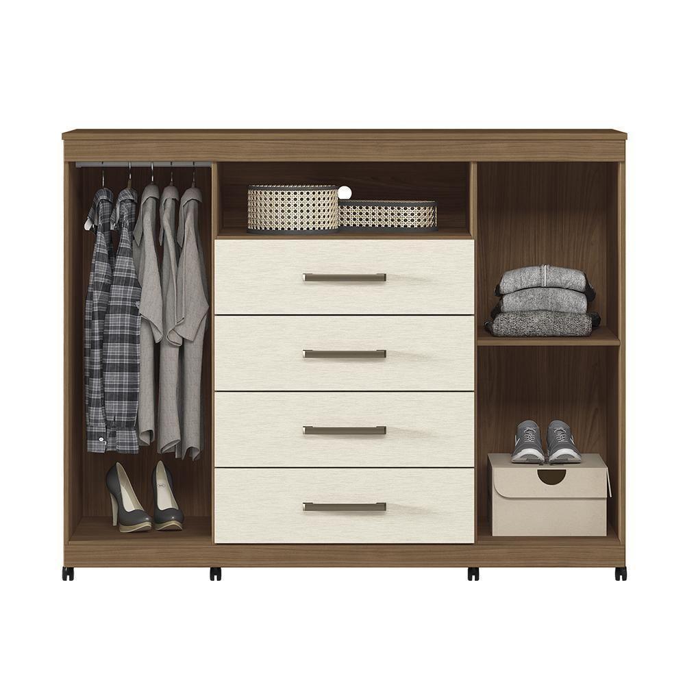 Cômoda Havana Master 2 Portas E 4 Gavetas Jatobá-areia Com Rodízios - Santos Andirá Jatobá-areia - 3