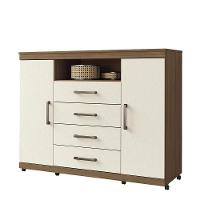 Cômoda Havana Master 2 Portas E 4 Gavetas Jatobá-areia Com Rodízios - Santos Andirá Jatobá-areia - 1