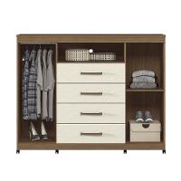 Cômoda Havana Master 2 Portas E 4 Gavetas Jatobá-areia Com Rodízios - Santos Andirá Jatobá-areia - 3