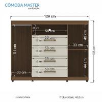 Cômoda Havana Master 2 Portas E 4 Gavetas Jatobá-areia Com Rodízios - Santos Andirá Jatobá-areia