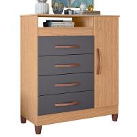 Cômoda Turquesa 1 Porta E 4 Gavetas Freijó-titanium - Móveis Albatroz Freijó-titanium - 1