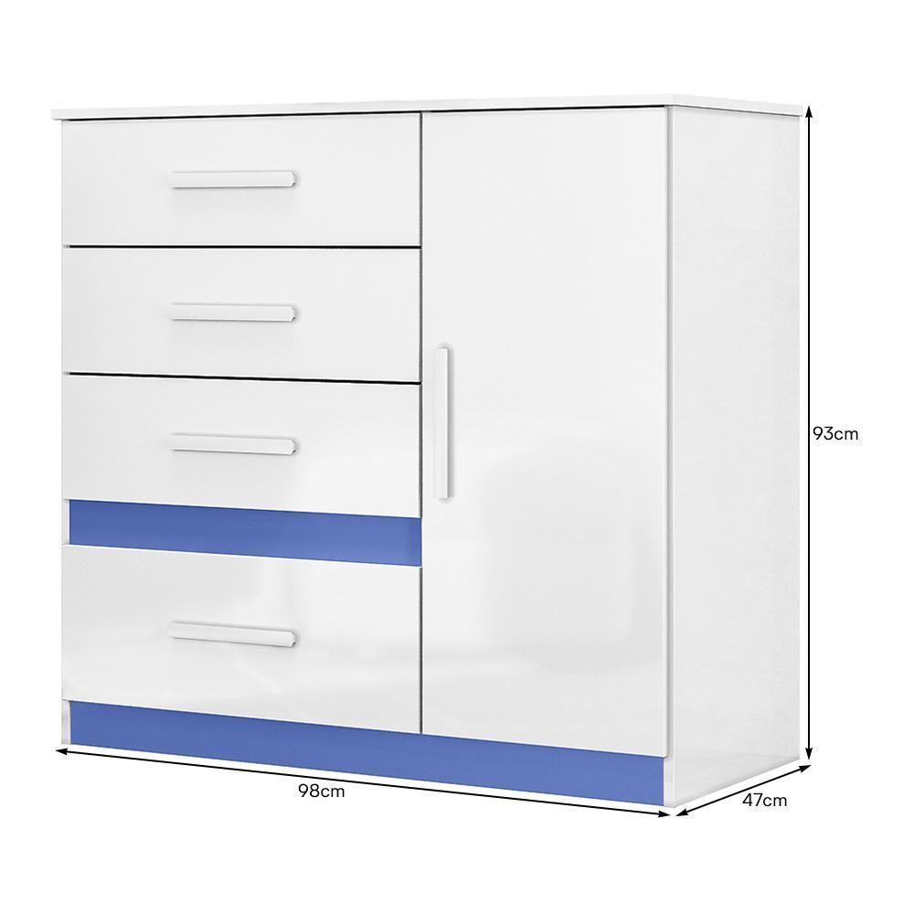 Cômoda Sapateira Vênus 1 Porta E 4 Gavetas Flex Branco-azul - Moval Branco-azul - 5