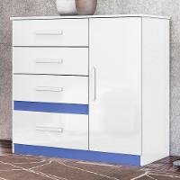 Cômoda Sapateira Vênus 1 Porta E 4 Gavetas Flex Branco-azul - Moval Branco-azul - 2