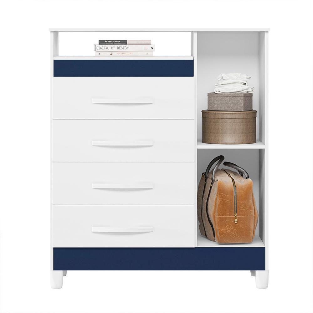 Cômoda Turquesa 1 Porta E 4 Gavetas Quadriflex Branco-azul Matte - Móveis Albatroz Branco-azul Matte - 3