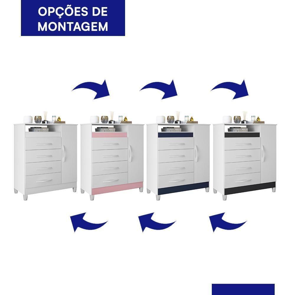 Cômoda Turquesa 1 Porta E 4 Gavetas Quadriflex Branco-azul Matte - Móveis Albatroz Branco-azul Matte - 4