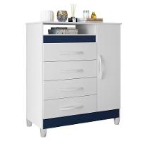 Cômoda Turquesa 1 Porta E 4 Gavetas Quadriflex Branco-azul Matte - Móveis Albatroz Branco-azul Matte - 1
