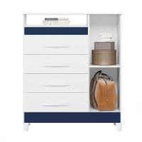 Cômoda Turquesa 1 Porta E 4 Gavetas Quadriflex Branco-azul Matte - Móveis Albatroz Branco-azul Matte - 3