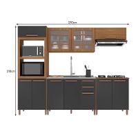 Cozinha Modulada Monza 5 Peças Com Balcão 120cm Sem Tampo Freijó-chumbo - Indékes Freijó-chumbo - 4