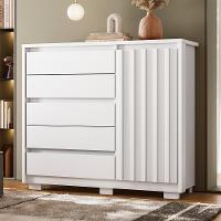 Cômoda Sapateira Duetto 1 Porta Ripada E 5 Gavetas Branco - Móveis Albatroz Branco - 3