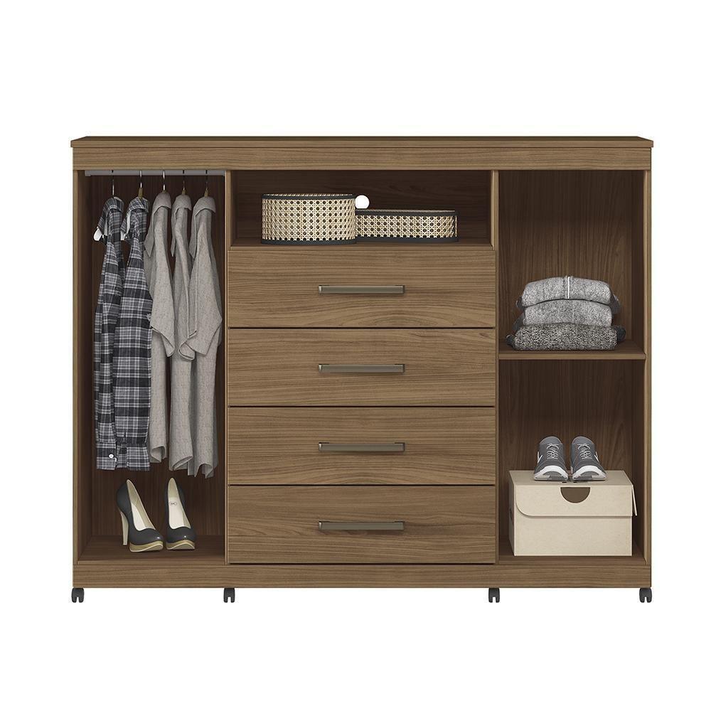 Cômoda Havana Master 2 Portas E 4 Gavetas Jatobá Com Rodízios - Santos Andirá Jatobá - 4