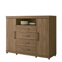 Cômoda Havana Master 2 Portas E 4 Gavetas Jatobá Com Rodízios - Santos Andirá Jatobá - 1