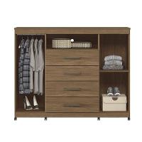 Cômoda Havana Master 2 Portas E 4 Gavetas Jatobá Com Rodízios - Santos Andirá Jatobá