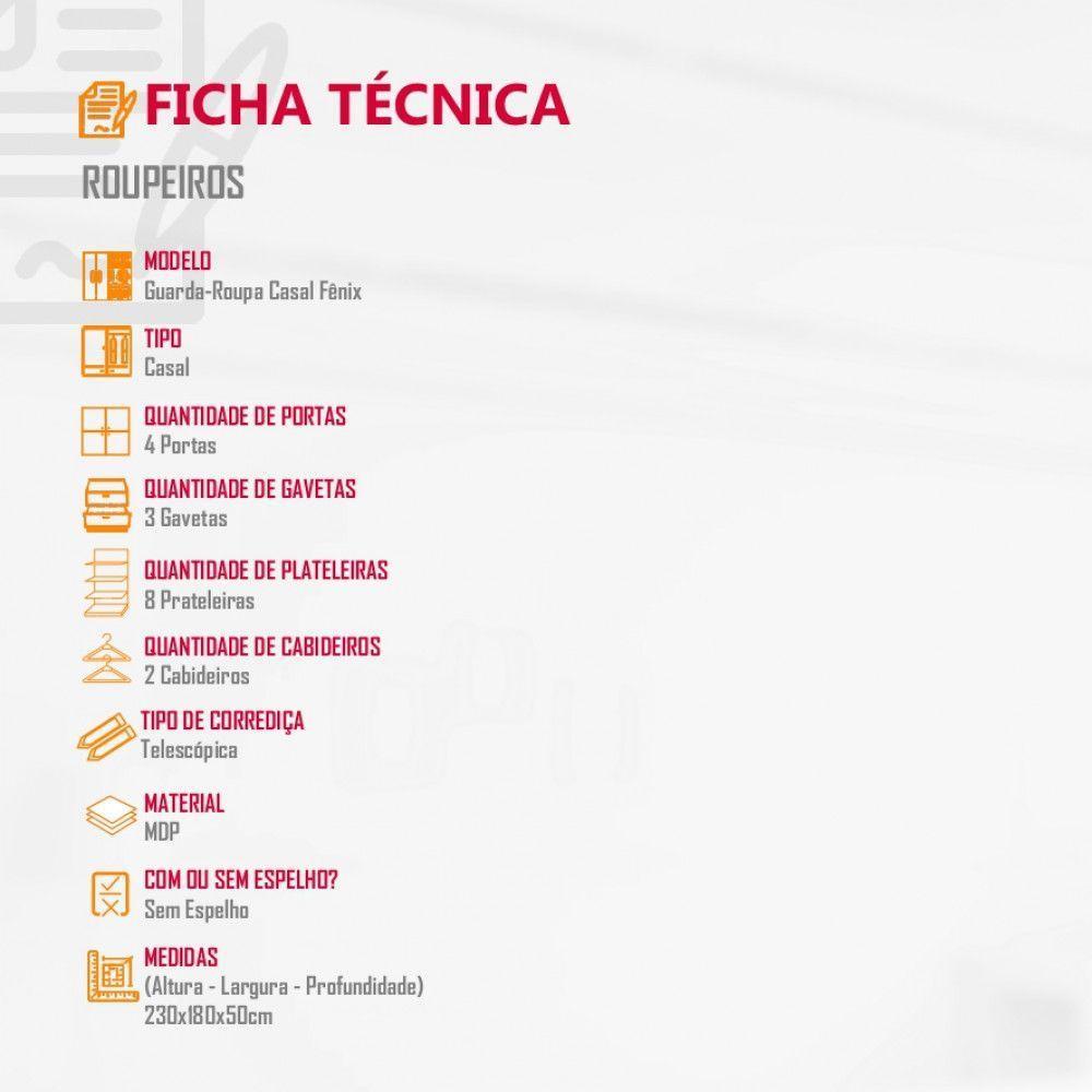 Guarda Roupa Casal Fenix 4 Portas 3 Gavetas Rufato Imbuia/off White/imbuia - 5