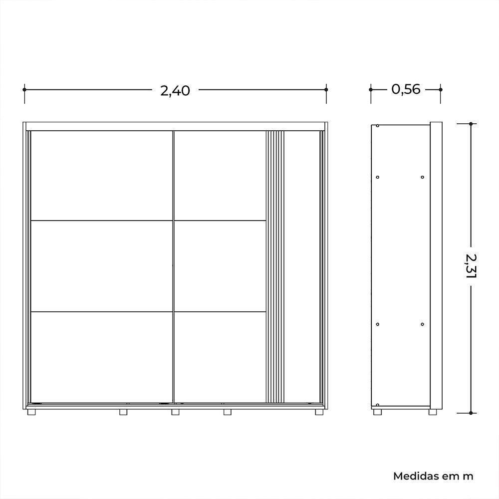 Guarda Roupa Casal Acácia 2 Portas Deslizantes Flex Freijó-titanium Com Espelho - Móveis Albatroz Freijó-titanium - 5