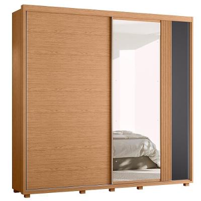 Guarda Roupa Casal Acácia 2 Portas Deslizantes Flex Freijó-titanium Com Espelho - Móveis Albatroz Freijó-titanium