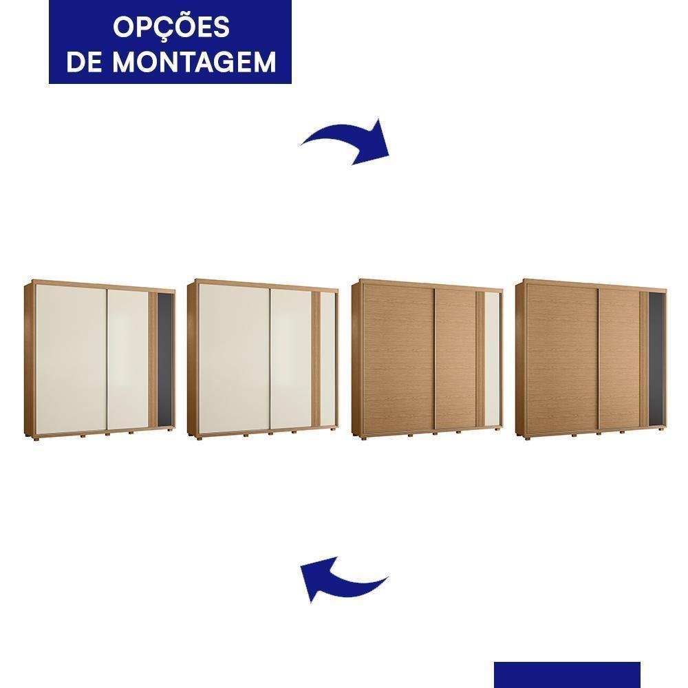 Guarda Roupa Casal Acácia 2 Portas Deslizantes Flex Freijó-titanium - Móveis Albatroz Freijó-titanium - 4