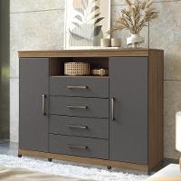 Cômoda Havana Master 2 Portas E 4 Gavetas Jatobá-grafite Com Rodízios - Santos Andirá Jatobá-grafite - 2