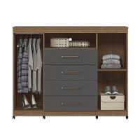 Cômoda Havana Master 2 Portas E 4 Gavetas Jatobá-grafite Com Rodízios - Santos Andirá Jatobá-grafite