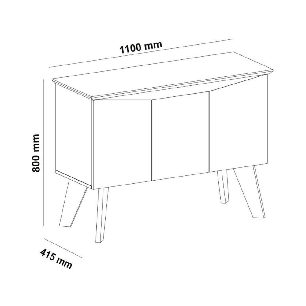 Aparador Buffet 110cm 3 Portas Com Pés Retrô Multimóveis Cr50128 Pinho-off White - 4