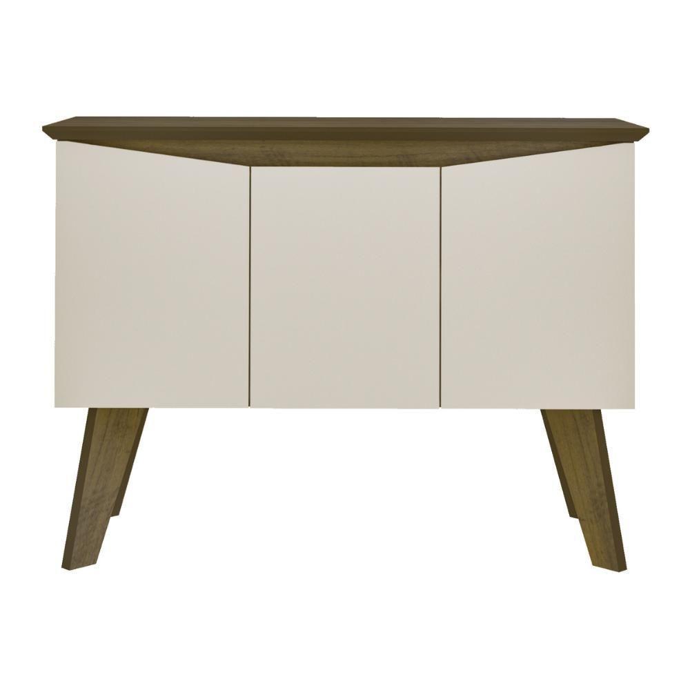 Aparador Buffet 110cm 3 Portas Com Pés Retrô Multimóveis Cr50128 Pinho-off White - 8