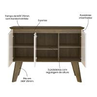 Aparador Buffet 110cm 3 Portas Com Pés Retrô Multimóveis Cr50128 Pinho-off White - 3