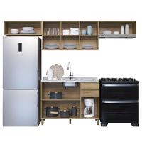 Cozinha Modulada Dinamarca 4 Peças Castani Com Aéreo 120 Com Vidro Off White - Indékes Castani - 3