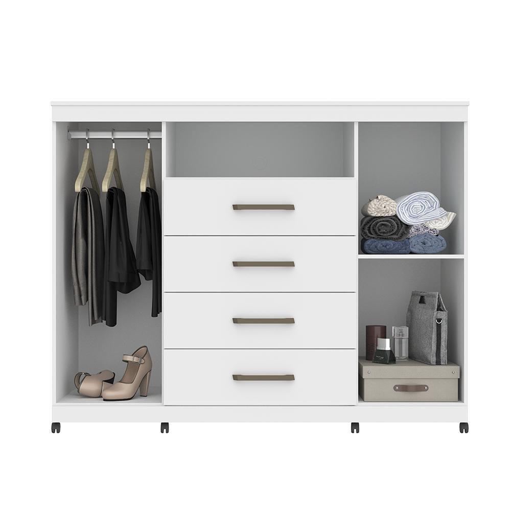 Cômoda Havana Master 2 Portas E 4 Gavetas Branco Com Rodízios - Santos Andirá Branco - 5