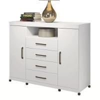 Cômoda Havana Master 2 Portas E 4 Gavetas Branco Com Rodízios - Santos Andirá Branco - 1