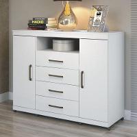 Cômoda Havana Master 2 Portas E 4 Gavetas Branco Com Rodízios - Santos Andirá Branco - 3
