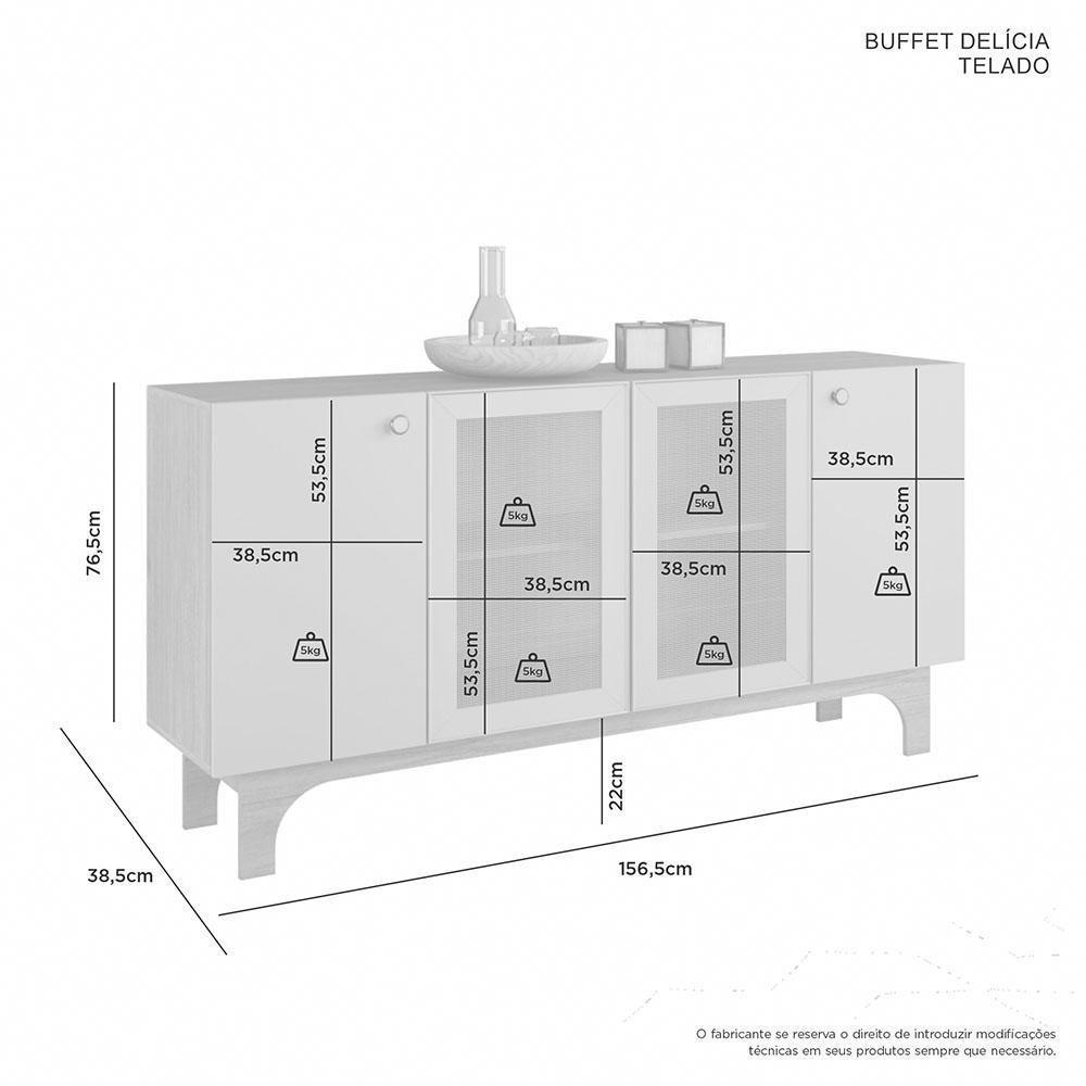 Buffet Delícia Telado 4 Portas Jcm Cinamomo Off White - 3