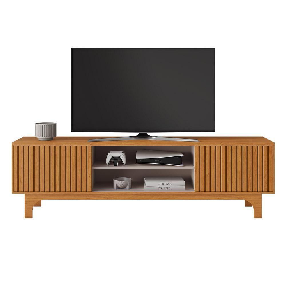 Rack Trunfo Para Tv Até 70 Polegadas Com Porta Ripada Jcm Movelaria Cinamomo Off White - 1