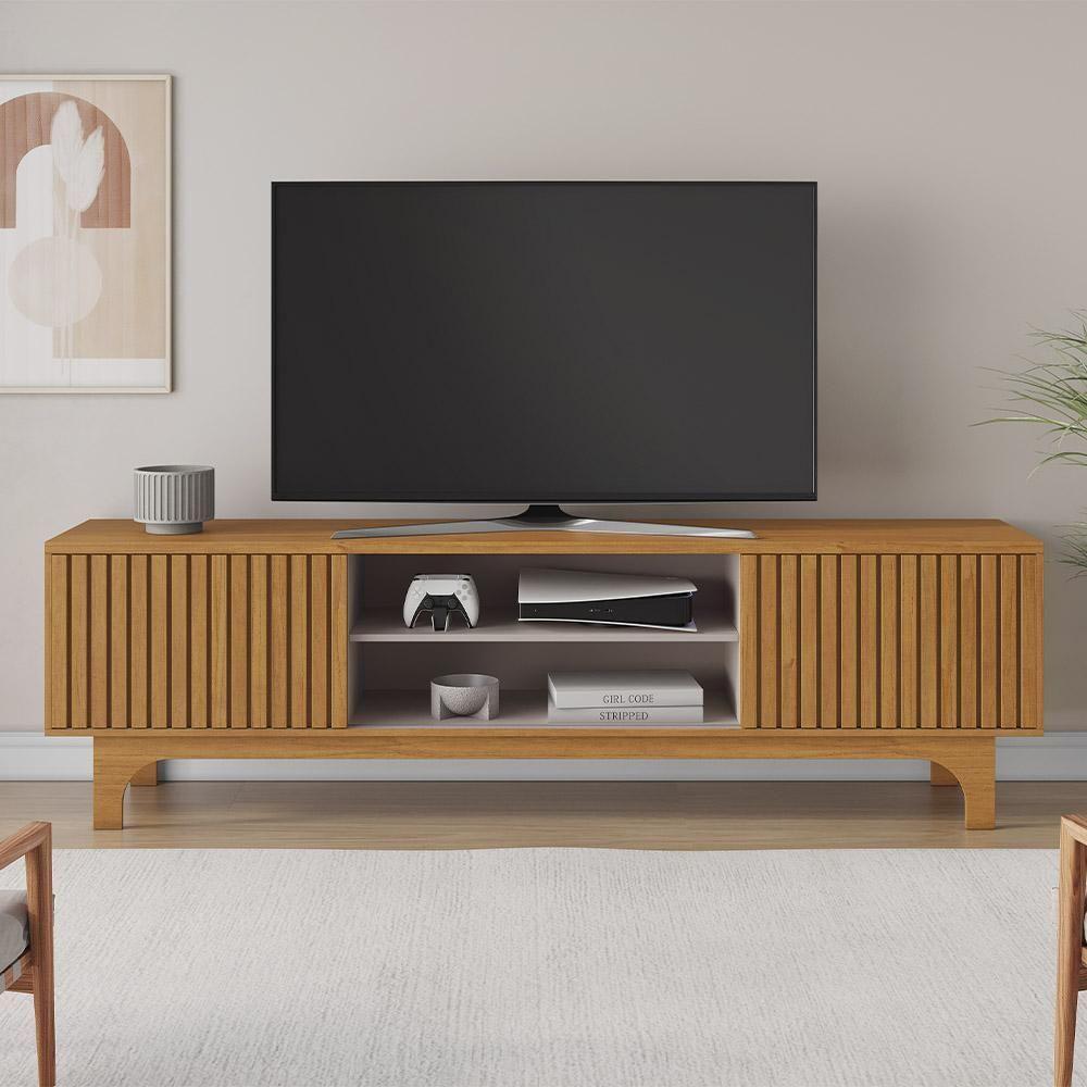 Rack Trunfo Para Tv Até 70 Polegadas Com Porta Ripada Jcm Movelaria Cinamomo Off White - 2