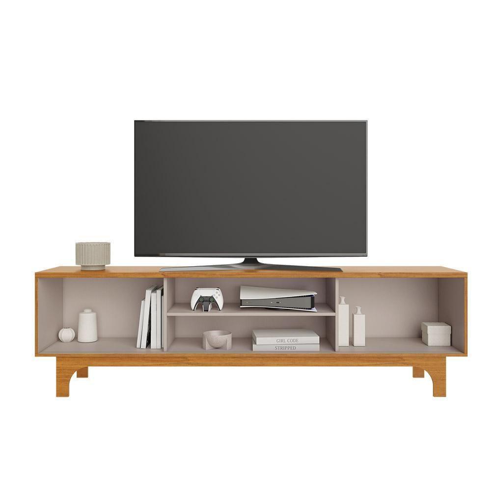 Rack Trunfo Para Tv Até 70 Polegadas Com Porta Ripada Jcm Movelaria Cinamomo Off White - 4