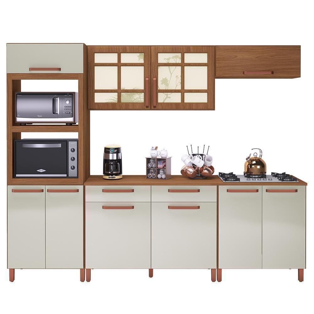 Cozinha Modulada Monza 5 Peças Com Torre Quente 2 Fornos Freijó-off White - Indékes Freijó-off White - 1