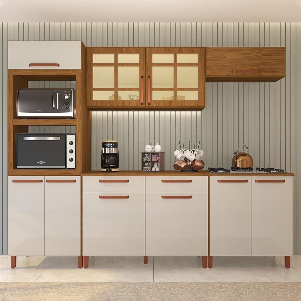 Cozinha Modulada Monza 5 Peças Com Torre Quente 2 Fornos Freijó-off White - Indékes Freijó-off White - 2