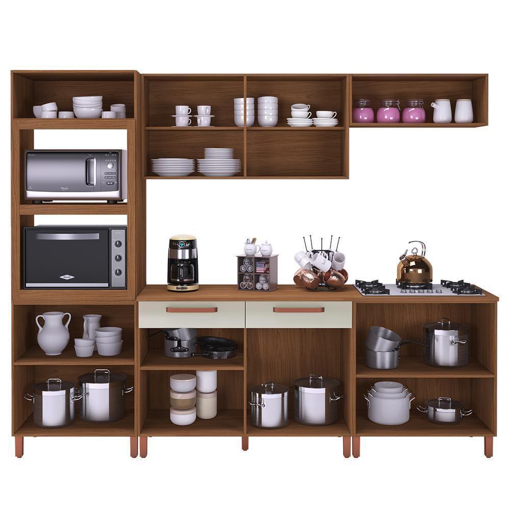 Cozinha Modulada Monza 5 Peças Com Torre Quente 2 Fornos Freijó-off White - Indékes Freijó-off White - 3