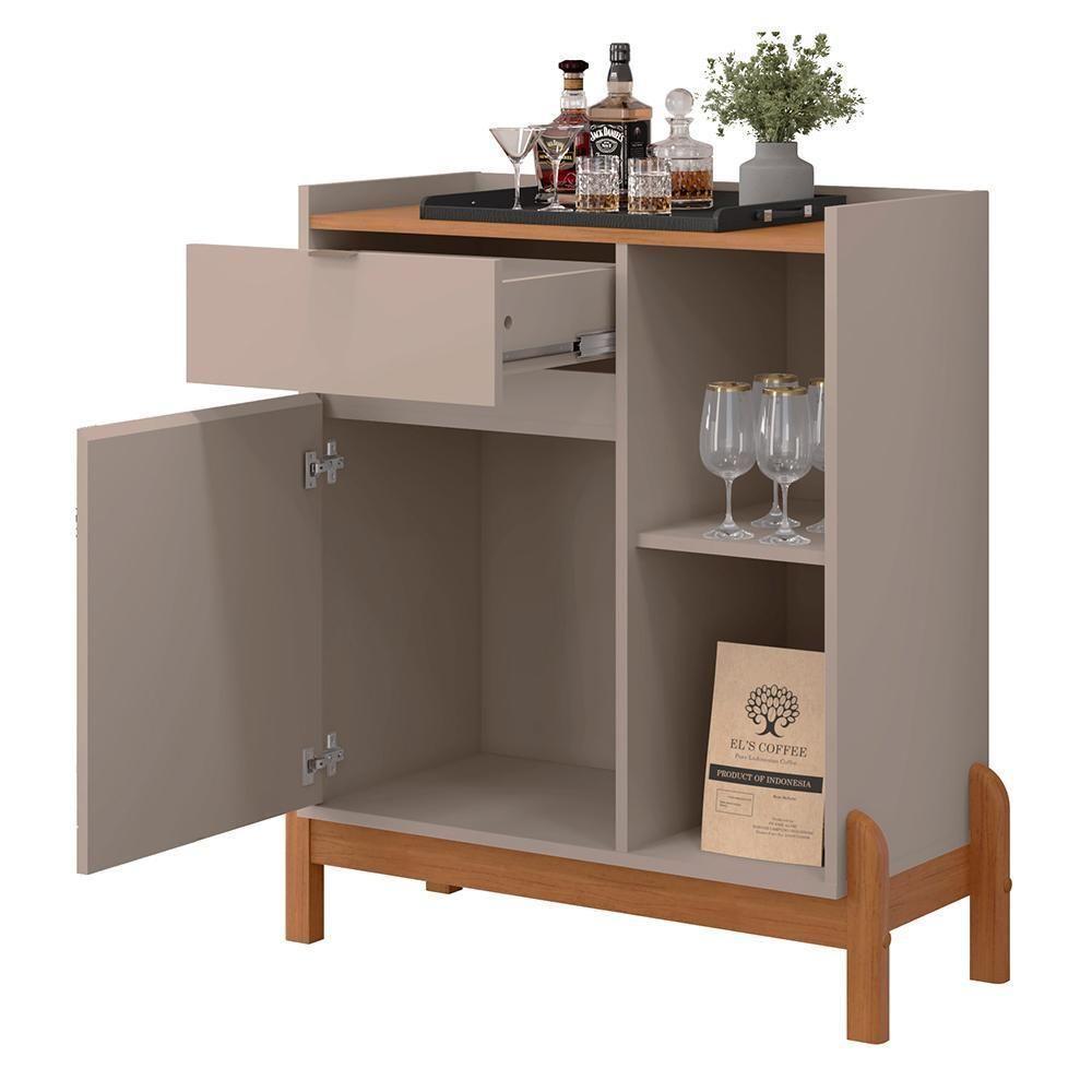 Aparador Bar Bari 1 Porta E 1 Gaveta Off White-cedro - Casa D Off White-cedro - 3
