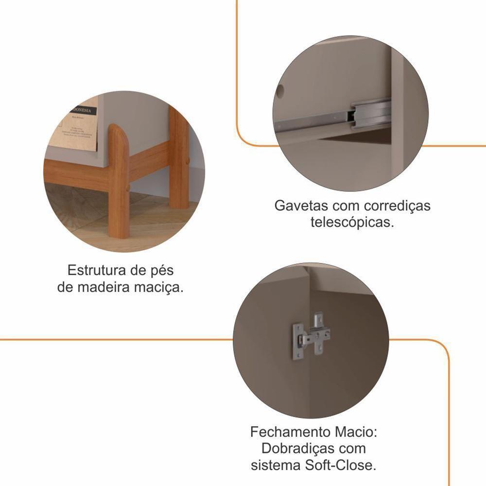 Aparador Bar Bari 1 Porta E 1 Gaveta Off White-cedro - Casa D Off White-cedro - 4