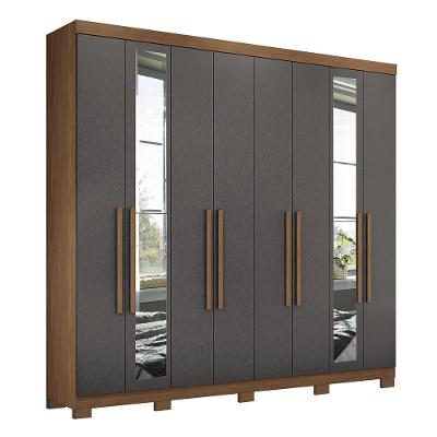Guarda Roupa Casal Master New 8 Portas Jatobá-grafite Com Espelho E Pés - Santos Andirá Jatobá-grafite