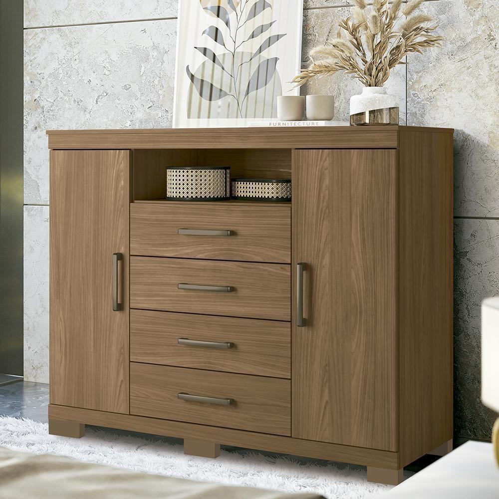 Cômoda Havana Master 2 Portas E 4 Gavetas Jatobá Com Pés - Santos Andirá Jatobá - 2