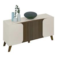 Aparador Buffet 160cm 4 Portas Com Pés Retrô Multimóveis Cr50126 Off White-pinho Ripado - 2